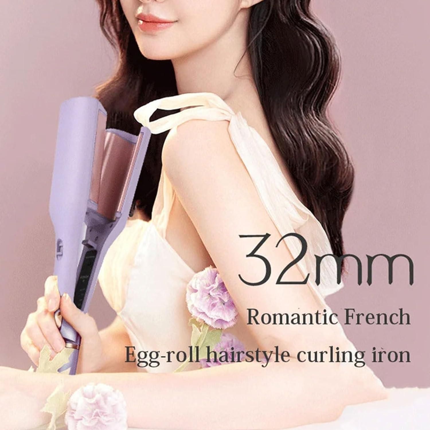 French Egg Curling Iron, Egg-Roll Hairstyle Water Ripple V-Shaped, Fast Heating