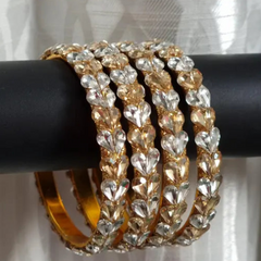 American diamond heart crystal golden and silver bangle