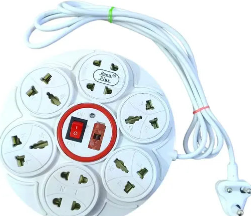 8 in 1 Socket Extension Cord/Board with 1 Switch, LED Indicator, Safety Fuse & SOCKET